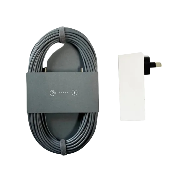 Genuine Starlink Mini 240V power supply with the coiled OEM cable