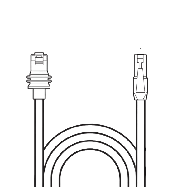 Drawing of the Starlink RJ45 to standard RJ45 cable, available from 0.5m to 20m