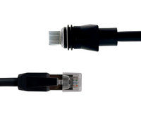 Close up of the HP power supply to RJ45 cable ends, alternate view