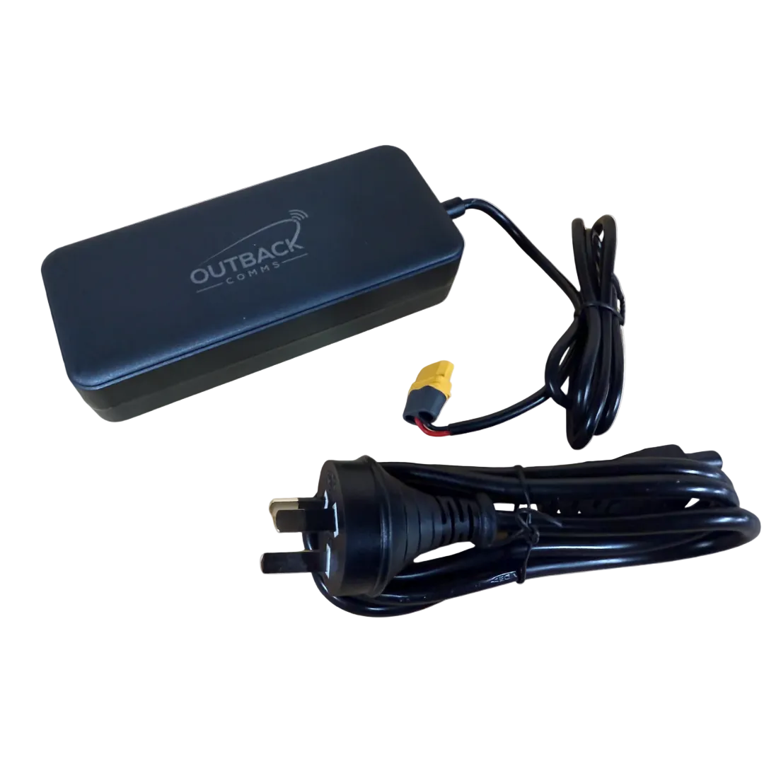 Outback Comms 240V to 24V adapter with mains plug and XT60 output lead