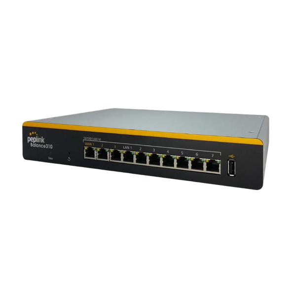 Peplink Balance 310 SD-WAN router, front panel with network ports