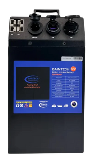 Baintech 80Ah lithium power station, front view with outlets on top